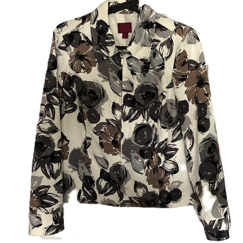 Black, White & Brown Floral Jacket - 212 Collection